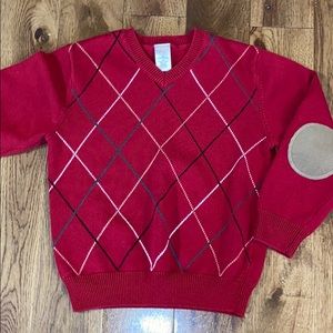 Boys 5-6 red Gymboree argyle sweater.